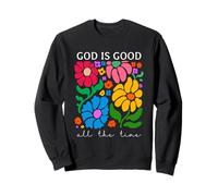 God Is Good Boho Floral Flower Sacred Religious Christian Sweatshirt