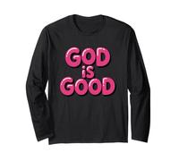 God is Good Bubbly Pink Typography Christian Aesthetic Long Sleeve T-Shirt