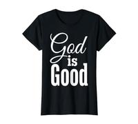 God is Good Christian Faith Bible Value Graphic T-Shirt, Women, Black, M