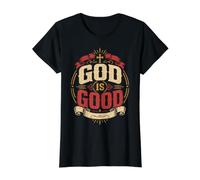 God is Good Christian Faith Bible Value Graphic T-Shirt, Women, Black, M