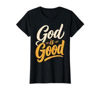 God is Good Christian Faith Bible Value Graphic T-Shirt, Women, Black, S