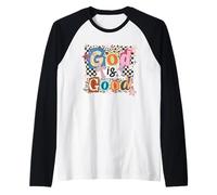 God is Good Collage Faith Christian Leopard Print Raglan Baseball Tee