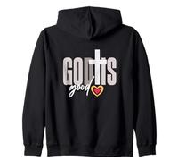 God Is Good Cross With Heart Faith Quote Zip Hoodie