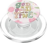 God Is Good Cute Pink Flower Coquette Christian Faith PopSockets PopGrip for MagSafe