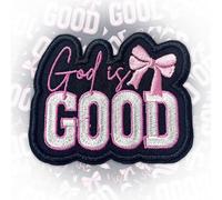 God Is Good Patch 3 Inches Funny Bow Girly Christian Religious, Bible Verse, Iron On/Sew On Embroidery Fabric Applique Patches for Backpack, Vest, Hat, Dog Harness, Military Uniforms Gifts For Mom Dad