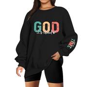 God is Good Sweatshirt Christian Shirts for Women Oversized Jesus Religious Pullover Bible Verse Inspirational Tops, Black, Large