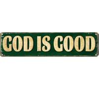 God Is Good Vintage Metal Sign Funny Man Cave Decor Accessories for Home Bar Bathroom Bedroom Retro Tin for Outdoor Design 16X4 Inch