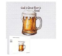 God Is Great Beer Is Good Jigsaw Puzzles for Adults 500 PCS Wooden Puzzle Pictures Photo Wall Art Decor