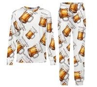 God Is Great Beer Is Good Pyjamas Set 2 Pieces Sleepwear Nightwear Long Sleeve Pajama Tops Pants Girls Boys 12-14Y