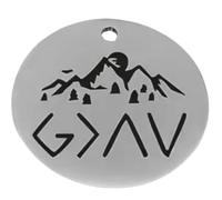 God is Greater Than The Highs and Lows Mountain Romans 8:38-39 Jesus Christ Christian Bible Verse Silver Steel Charm Pendant Necklace