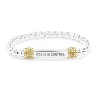 God is in Control Bracelet, Adjustable Stainless Steel Engraving Letter Faith Bracelet, Faith God Letter Bible Inspirational Bracelets, for Daughter Granddaughter Sister Friend (Gold)