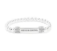 God is in Control Bracelet, Adjustable Stainless Steel Engraving Letter Faith Bracelet, Faith God Letter Bible Inspirational Bracelets, for Daughter Granddaughter Sister Friend (Silver)
