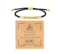 God Is In Control Bracelet, Gold Silver Tube Bracelets for Women Inspire Christian Faith Handmade Letter Bible Braided Rope Adjustable Stainless Steel Jewelry Gift, One Size, Stainless Steel, no