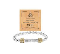 God Is In Control Bracelet, Gold Silver Tube Bracelets for Women Inspire Christian Faith Handmade Letter Bible Braided Rope Adjustable Stainless Steel Jewelry Gift, One Size, Stainless Steel, no