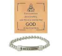 God Is In Control Bracelet, Gold Silver Tube Bracelets for Women Inspire Christian Faith Handmade Letter Bible Braided Rope Adjustable Stainless Steel Jewelry Gift, One Size, Stainless Steel, no