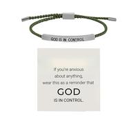 God Is In Control Bracelet Inspirational Bracelet Stainless Steel Lettering Adjustable Braided (D, 26cm)
