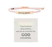 God Is In Control Bracelet Inspirational Stainless Steel Adjustable Braided Handmade Wrap Tube Jewelry for Women Men Couple Friendship Motivational (C, 26cm)