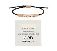 God Is In Control Bracelet Inspirational Stainless Steel Adjustable Braided Handmade Wrap Tube Jewelry for Women Men Couple Friendship Motivational (A, 26cm)