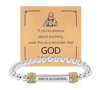 God is in Control Bracelet, Religious Bead Bracelet for Women, God is in Control Two Tone Stretch Bracelet, Faith Inspirationa GodBracelet for Daughter Granddaughter Friend