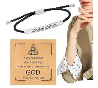 God Is In Control Bracelet - Stainless Steel 30cm Inspirational Jewelry for Men | Christian Bracelet | Adjustable Faith Motivational Gift for Women Boys Girls Teens Everyday Wear