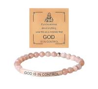 God Is In Control Dainty Beaded Stretch Bracelet, Self Worthy Motivational Adjustable Braided Wrap Religious Inspirational Bible Verse Engraved Stainless Steel Tube Bracelet, Christian Faith Healing