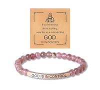 God Is In Control Dainty Beaded Stretch Bracelet, Self Worthy Motivational Adjustable Braided Wrap Religious Inspirational Bible Verse Engraved Stainless Steel Tube Bracelet, Christian Faith Healing