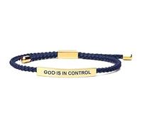 God Is In Control Inspirational Bracelets for Women Men Christian Faith Bracelets Handmade Letter Braided Bracelet Adjustable Stainless Steel Christmas Birthday Gifts Jewelry, One Size, Stainless
