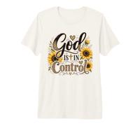 God is in Control Sunflower Leopard Christian Faith Design Premium T-Shirt