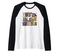 God is in The Details Collage Ransom Note Style Design Raglan Baseball Tee