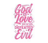 god is Love and he has Defeated Evil Wall Stickers Paster Paper 36x60.4cm Art Mural Painting Pink
