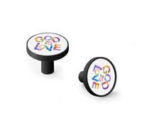 God is Love Cabinet Knobs and Wall Hooks, 6 Pack Modern Drawer Pulls with Black-Style-4 Base, Solid Zinc Alloy Handles for Kitchen, Bathroom, Dresser
