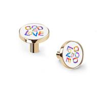 God is Love Cabinet Knobs and Wall Hooks, 6 Pack Modern Drawer Pulls with Golden-Style-4 Base, Solid Zinc Alloy Handles for Kitchen, Bathroom, Dresser