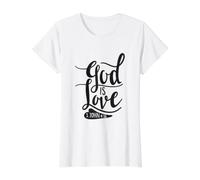 God is Love Christian Bible Verse Quote Value Graphic T-Shirt, Women, White, S