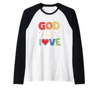God is Love, Faith in God, Jesus Love Rainbow Raglan Baseball Tee