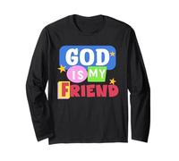 God is My Friend Christianity Cute Christian Kid Religious Long Sleeve T-Shirt
