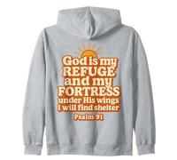 God Is My Refuge And My Fortress Under His Wings Psalm 91 Zip Hoodie