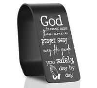 God is Never More Than a Prayer Away Engraved Stainless Steel Car Visor Clip, Christian Safe Driving Reminder, Faith-Based Travel Gift for Family Friends Drivers, Visor Accessory-DZYB03