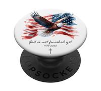 GOD is Not Finished Yet - Vintage Watercolor Eagle 1776 PopSockets Adhesive PopGrip