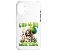 God Is On Our Side Funny Jesus Peace Animal Message Case for iPhone 16