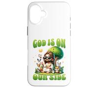 God Is On Our Side Funny Jesus Peace Animal Message Case for iPhone 16 Plus