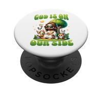 God Is On Our Side Funny Jesus Peace Animal Message PopSockets Adhesive PopGrip