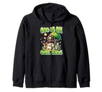 God Is On Our Side Funny Jesus Peace Animal Message Zip Hoodie