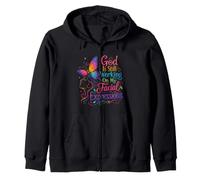 God is Still Working On My Facial Expressions Faith Graphic Zip Hoodie