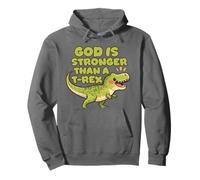 God Is Stronger Than A Trex Cute Dino Kids Christianity Pullover Hoodie