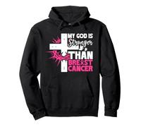 God Is Stronger Than Breast Cancer Awareness Christian Faith Pullover Hoodie
