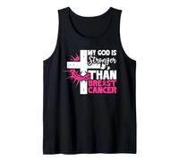 God is Stronger Than Breast Cancer Awareness Christian Faith Tank Top