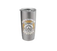 God is Testing Me and I Refuse to Study Cute Raccoon Stainless Steel Insulated Tumbler