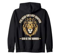 God Is the Winner - Bold Christian Lion of Judah Design Zip Hoodie