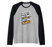 God is Watching and Shes Voting Talarico Texas Senate 2026 Raglan Baseball Tee