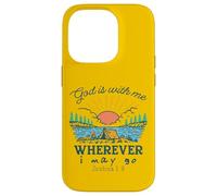 God Is With Me Wherever I May Go - Joshua 1:9 Retro Camping Case for iPhone 14 Pro